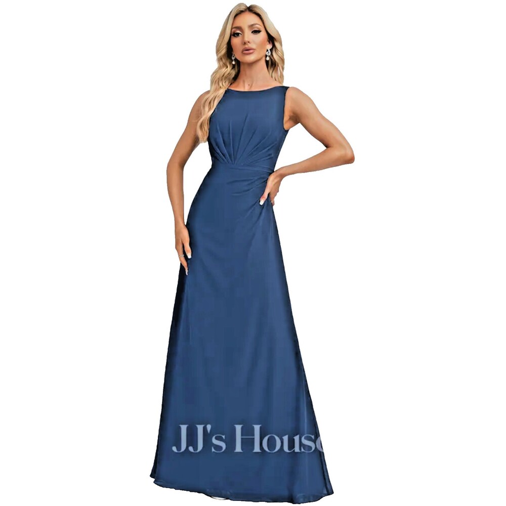 JJ's House Maranda Navy A-Line V-Neck Lace Chiffon Formal Dress Size 8 Ruffle